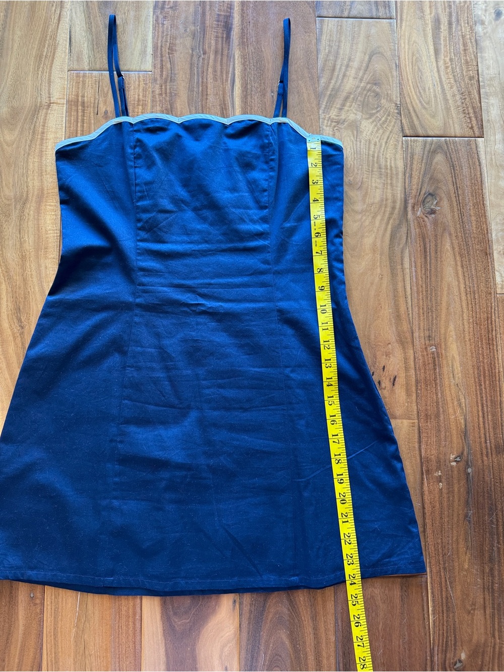 French Connection Navy Mini Dress with Contrast Scallop Trim 100% cotton - Picture 7 of 11